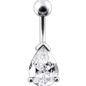 Hopeinen napakoru titaanivarrella, Crystal Teardrop (eri pituuksia)
