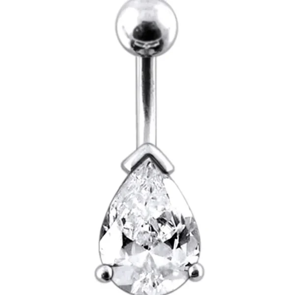 Hopeinen napakoru titaanivarrella, Crystal Teardrop (eri pituuksia)