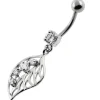 Hopeinen napakoru titaanivarrella, Classic CZ Dangle (eri pituuksia)