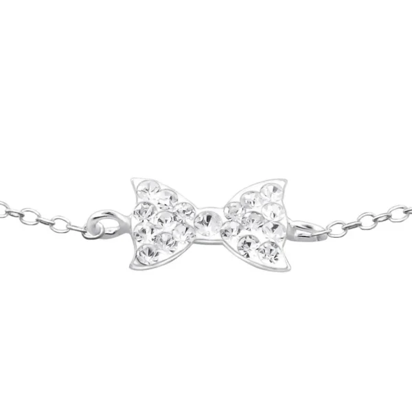 Hopeinen rannekoru, Bowtie with Crystals (rusetti)