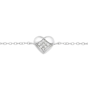 Hopeinen rannekoru, Pretty Heart with Cubic Zirconia