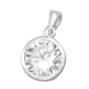 Hopeinen riipus, Classic Round Pendant with CZ