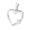 Hopeinen riipus, Luxurious Heart Pendant with CZ