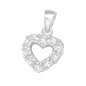 Hopeinen riipus, Romantic Heart Pendant CZ -romanttinen CZ sydänriipus
