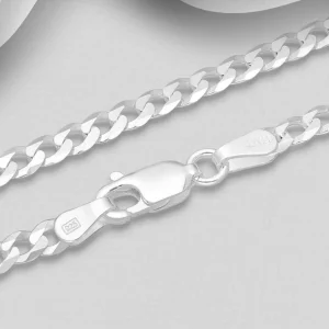 Hopeinen riipusketju, 3mm Rhodium Curb Chain 55cm -panssariketju