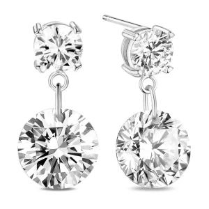 Hopeiset korvakorut, Classic Round Earrings with Cubic Zirconia