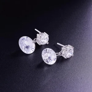 Hopeiset korvakorut, Classic Round Earrings with Cubic Zirconia