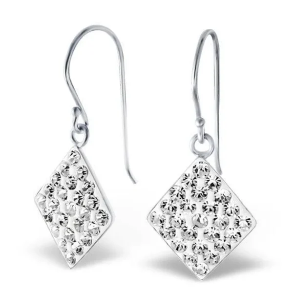 Hopeiset korvakorut, Crystal Diamond (kirkas kristalli)