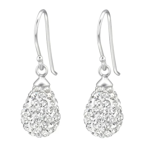 Hopeiset korvakorut, Crystal Teardrop (kirkas pisara)