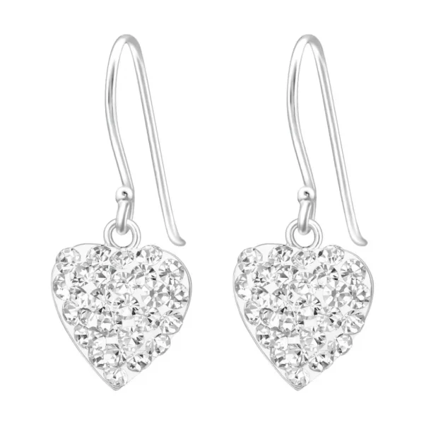 Hopeiset korvakorut, Crystal Heart -kirkas sydän