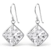 Hopeiset korvakorut, Cubic Zirconia neliö (iso)