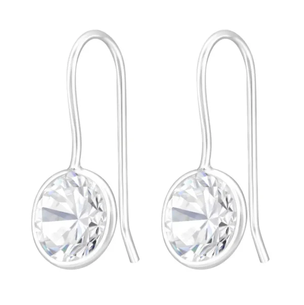 Hopeiset korvakorut, Cubic Zirconia, kiinteä koukku (pieni)