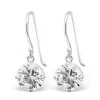 Hopeiset korvakorut, Cubic Zirconia Pyöreä (kirkas)