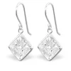 Hopeiset korvakorut, Cubic Zirconia, viisteleikattu neliö (kirkas)