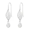 Hopeiset korvakorut, Delicate Leaf with Cubic Zirconia (lehti kirkkaalla kristallilla)
