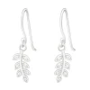 Hopeiset korvakorut, Delicate CZ Leaf -lehtikorvakorut