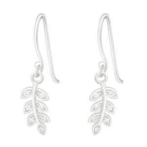 Hopeiset korvakorut, Delicate CZ Leaf -lehtikorvakorut