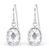 Hopeiset korvakorut, Kirkas Cubic Zirconia Ovaali