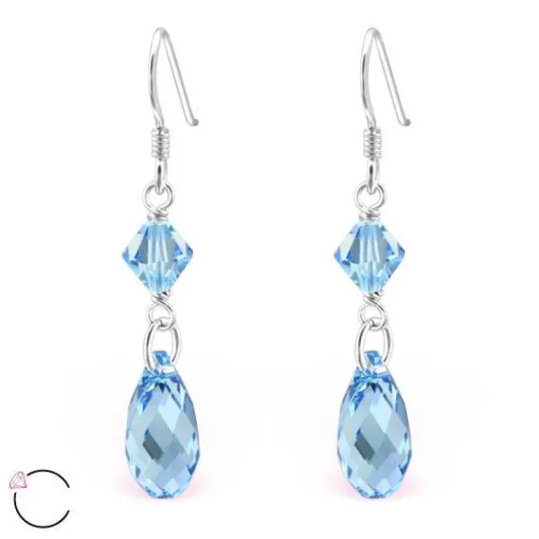 Hopeiset korvakorut, LA CRYSTALE, Teardrop in Turqoise