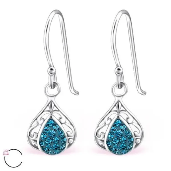 Hopeiset korvakorut, LA CRYSTALE, Light Lace in Indicolite