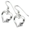 Hopeiset korvakorut, Luxurious Heart Earrings with CZ