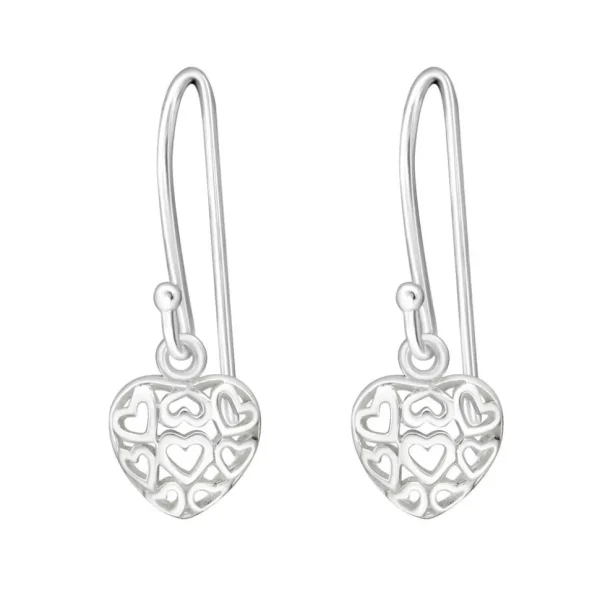 Hopeiset korvakorut, Small Romantic Lace Heart (pitsinen sydän)