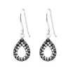 Hopeiset korvakorut, Teardrop in Black & Grey