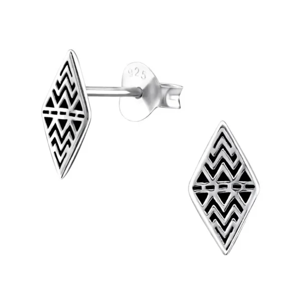 Hopeiset korvanapit, Antique Diamond (antiikkihopea salmiakki)