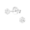 Hopeiset korvanapit, Basic Round 3mm Crystal -kimallusnapit