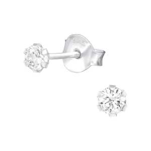 Hopeiset korvanapit, Basic Round 3mm Crystal -kimallusnapit