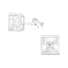 Hopeiset korvanapit, Bezel Square 6mm CZ Crystal -kimallusnapit