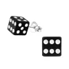 Hopeiset korvanapit, Black Medium Dice -noppakorvakorut