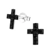 Hopeiset korvanapit, Black Cross with Stones -ristikorvakorut