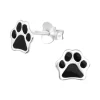 Hopeiset korvanapit, Black Paw Print -tassunjälki korvanapit