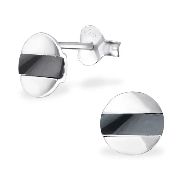 Hopeiset korvanapit, Circle in Black & Silver
