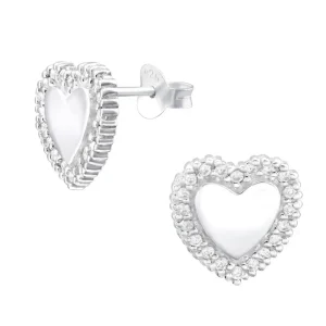 Hopeiset korvanapit, Gorgeous Heart Earstuds with CZ