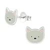 Hopeiset korvanapit, Grey Kitten Earstuds -harmaa kissanpentu