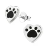 Hopeiset korvanapit, Heart Paw Print-tassunjälkikorvakorut