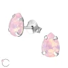 Hopeiset korvanapit, LA CRYSTALE | Opal Pink Teardrop Earrings