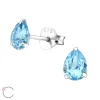 Hopeiset korvanapit, LA CRYSTALE, Aquamarine Teardrop