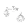 Hopeiset korvanapit, Modern Flower Pearl Earstuds -pienet helminapit