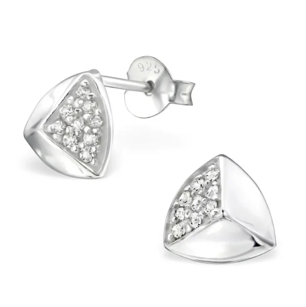 Hopeiset korvanapit, Modern Triangle with CZ (kirkas kolmio)