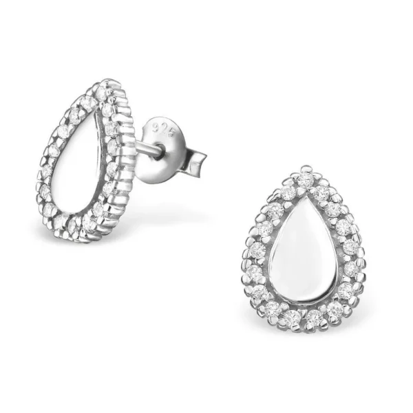 Hopeiset korvanapit, Modern Teardrop (kirkas pisara)