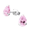 Hopeiset korvanapit, Pink Teardrop Earrings with CZ