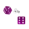 Hopeiset korvanapit, Purple Small Dice -noppakorvakorut