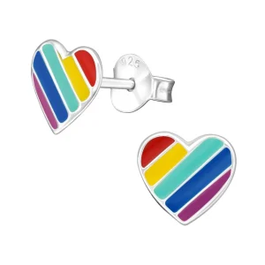Hopeiset korvanapit, Rainbow Heart -sateenkaari korvakorut