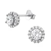 Hopeiset korvanapit, Romantic Round Earrings with Cubic Zirconia