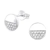 Hopeiset korvanapit, Round Ear Studs with Cubic Zirconia