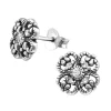 Hopeiset korvanapit, Silver Flower Ear Studs with CZ
