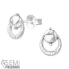 Hopeiset korvanapit, Simple Circle with Howlite (howliitti)